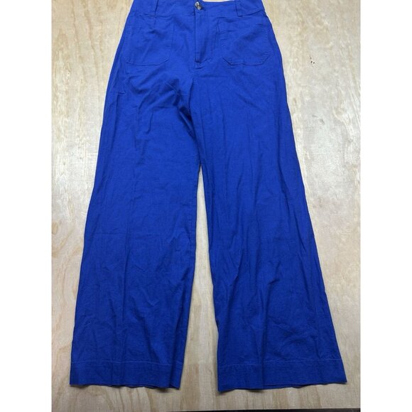 Maeve Anthropologie The Colette Pants NWTs $138 Sz 31 Linen Blend Blue Wide Leg - Picture 1 of 6